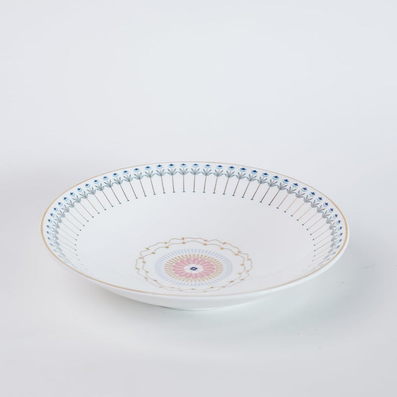 Magique by The Wishing Chair x ClayCraft : River of Flowers Coupe Pasta Plates Set of 2 | Ceramic Coupe Plates | Elegant Dinnerware for Pasta Salads Serving | Dishwasher Safe
