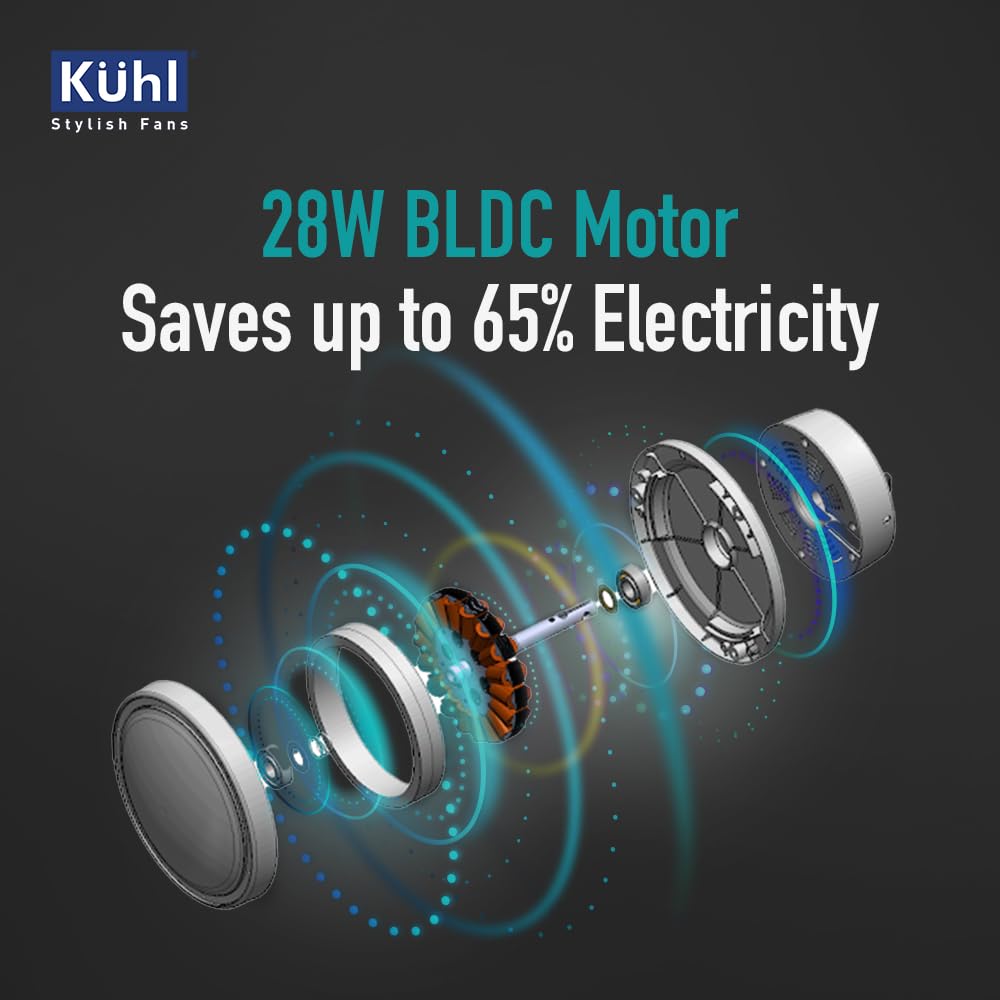 KUHL Inspira T1 400Mm Power Saving BLDC Table Fan With Remote | 28 W | Touch Screen Control Panel With Digital Display | Tilt Mechanism & Swivel Function | Table Fan| High Air Flow & Low Noise,White