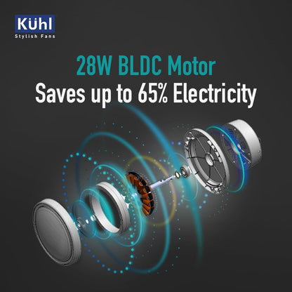 KUHL Inspira T1 400Mm Power Saving BLDC Table Fan With Remote | 28 W | Touch Screen Control Panel With Digital Display | Tilt Mechanism & Swivel Function | Table Fan| High Air Flow & Low Noise,White