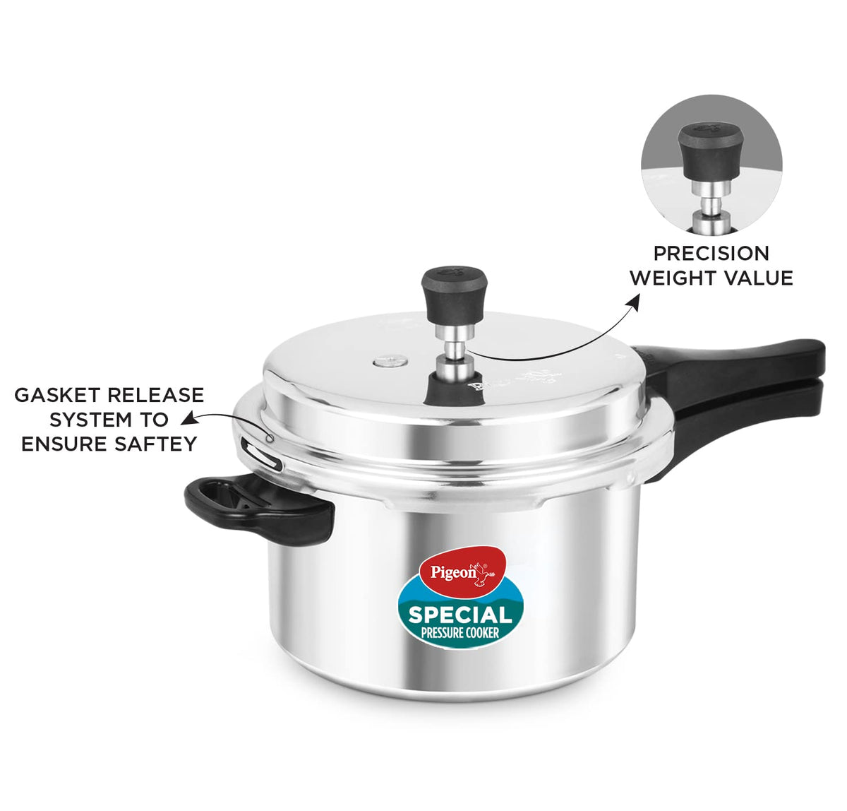 Pigeon by Stovekraft Aluminium Outer Lid Pressure Cooker (Silver)