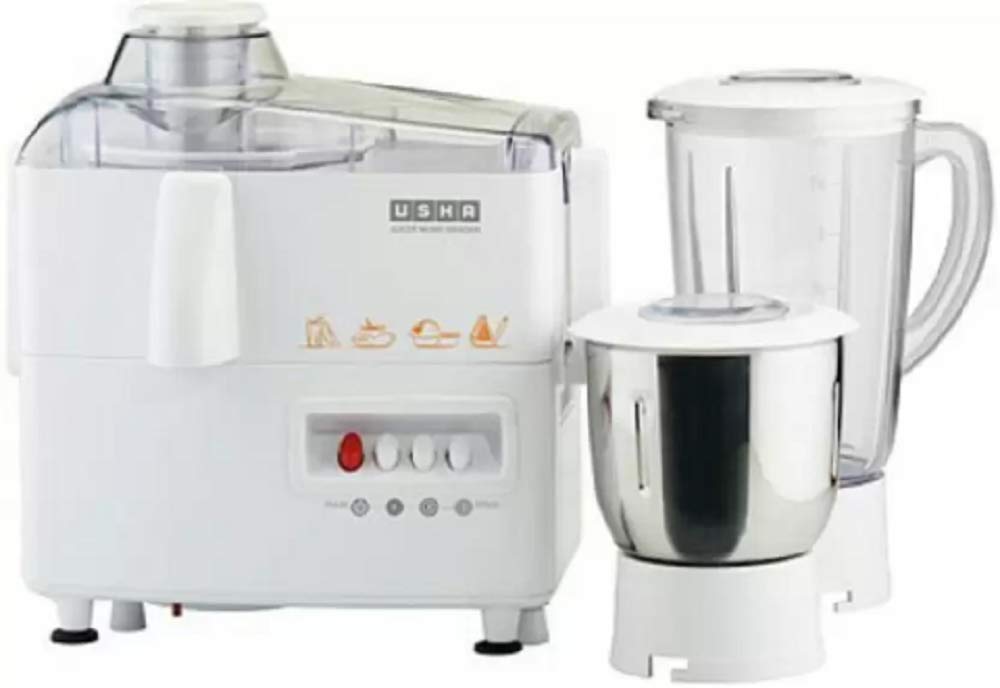 USHA Plastic JMG 3345 230 Watts Juicer Mixer Grinder (White, 2 Jars)