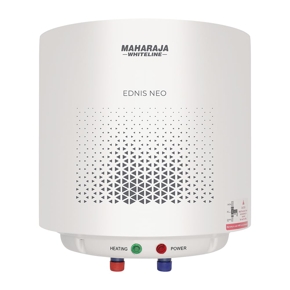 Maharaja Whiteline Warmist Neo Storage Water Heater, 10 Litre, Glasslined Coating, Rust & Shock Proof Abs Body, Blue & White Color, Free Installation, Free Connection Pipes - Warmist Neo/Wh-164