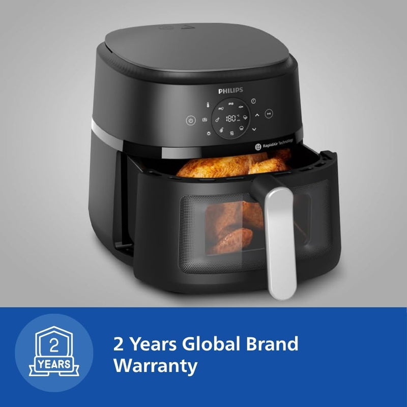 PHILIPS Air Fryer NA120/00, uses up to 90% less fat, 1500W, 4.2 Liter, with Rapid Air Technology (Black), Large