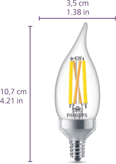 Philips Pack of 3 LED Chandelier Bulbs 60W BA11 E12 Ultra Definition Soft White (2700K) 500 Lumens (5W=60W)