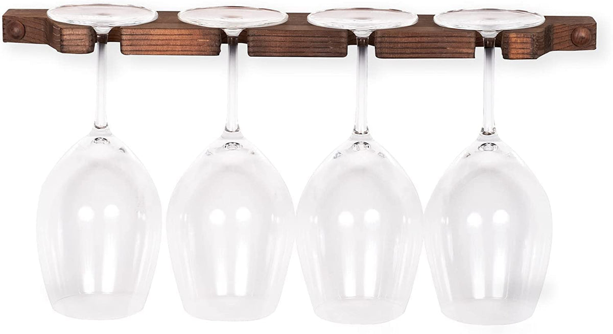 Rustic Wall Mounted Stemware Rack Holder Fits 8 Wine Glasses Walnut Wooden Wine Glass Holder Set Of Two Wine Gl