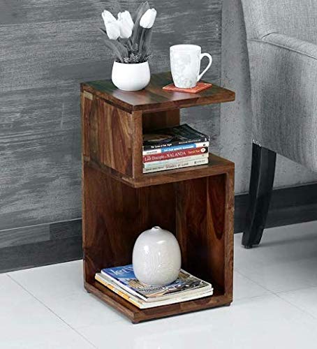 Solid Wood End Table in Provincial Teak Finish Wooden Bedside Table for Bedroom | Solid Wood Nightstand Lamp Ta