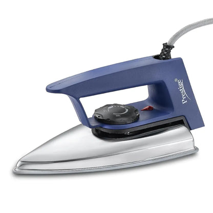 Prestige Magic Cruise 600W Dry Iron|Greblon Non-Stick Coated Sole Plate|Wide Range Of Fabric Interface|Light Weight|Neon Indicator Light|2 Year Warranty|Blue & Silver