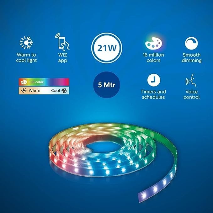Philips 5 Meter Wi-Fi Smart LED Strip Light with Music Sync, Voice Control & Dimmable Feature