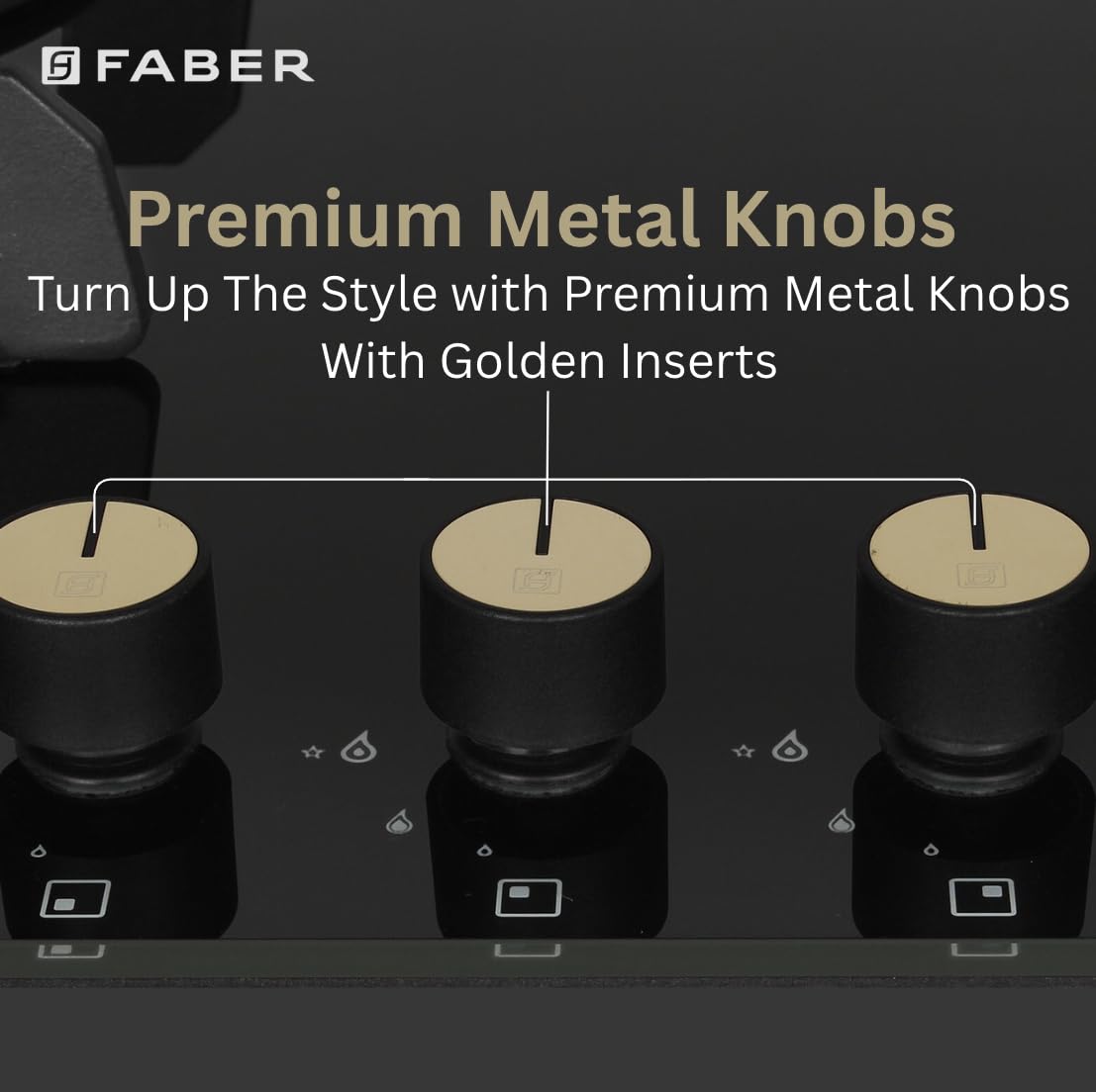 Faber Hob/Hobtop 3 Brass Burner Auto Electric Ignition Glass Top (Maxus HT783 CRS BR CI AI) Black