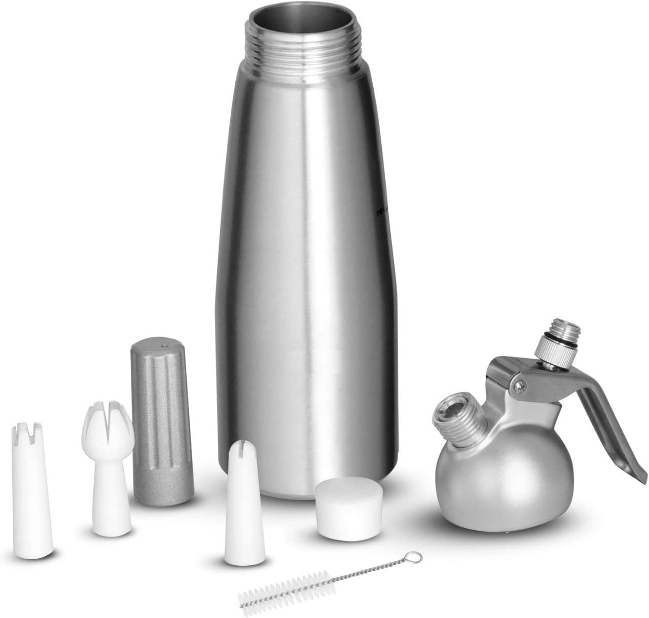 THW® Aluminium Cream Whipper | Professional Whipped Cream Dispenser Canister - 500 mL | Ideal for Home, Café, Hotel & Restaurant Use | Includes 3 Nozzles, Charger Holder & Whipper Valve Brush