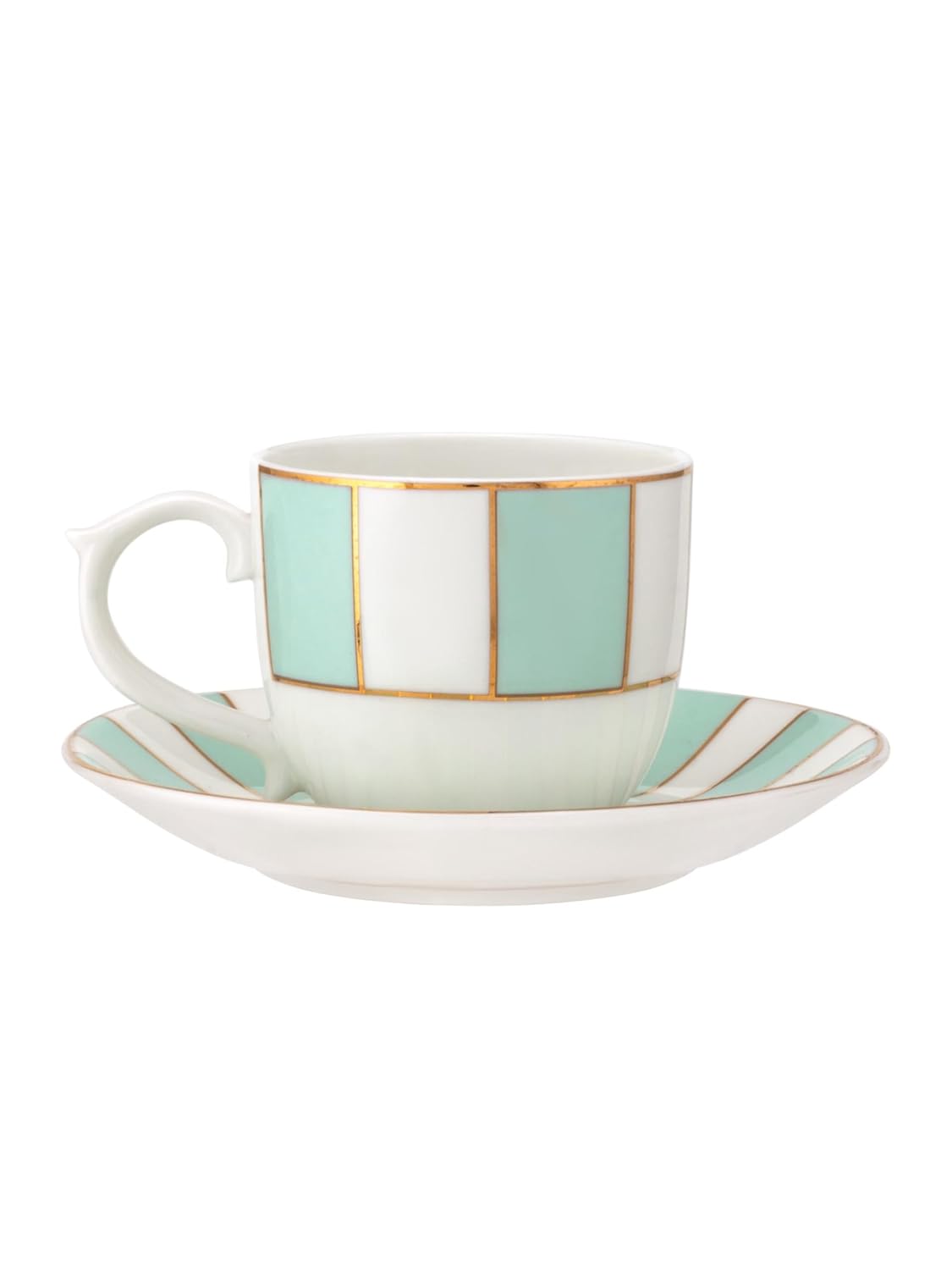 Clay Craft Fine Ceramic Gold Printed Cup & Saucer Set of 12-6 Cups & 6 Saucers - 180 ml Each (MAHARANI Noir N405)