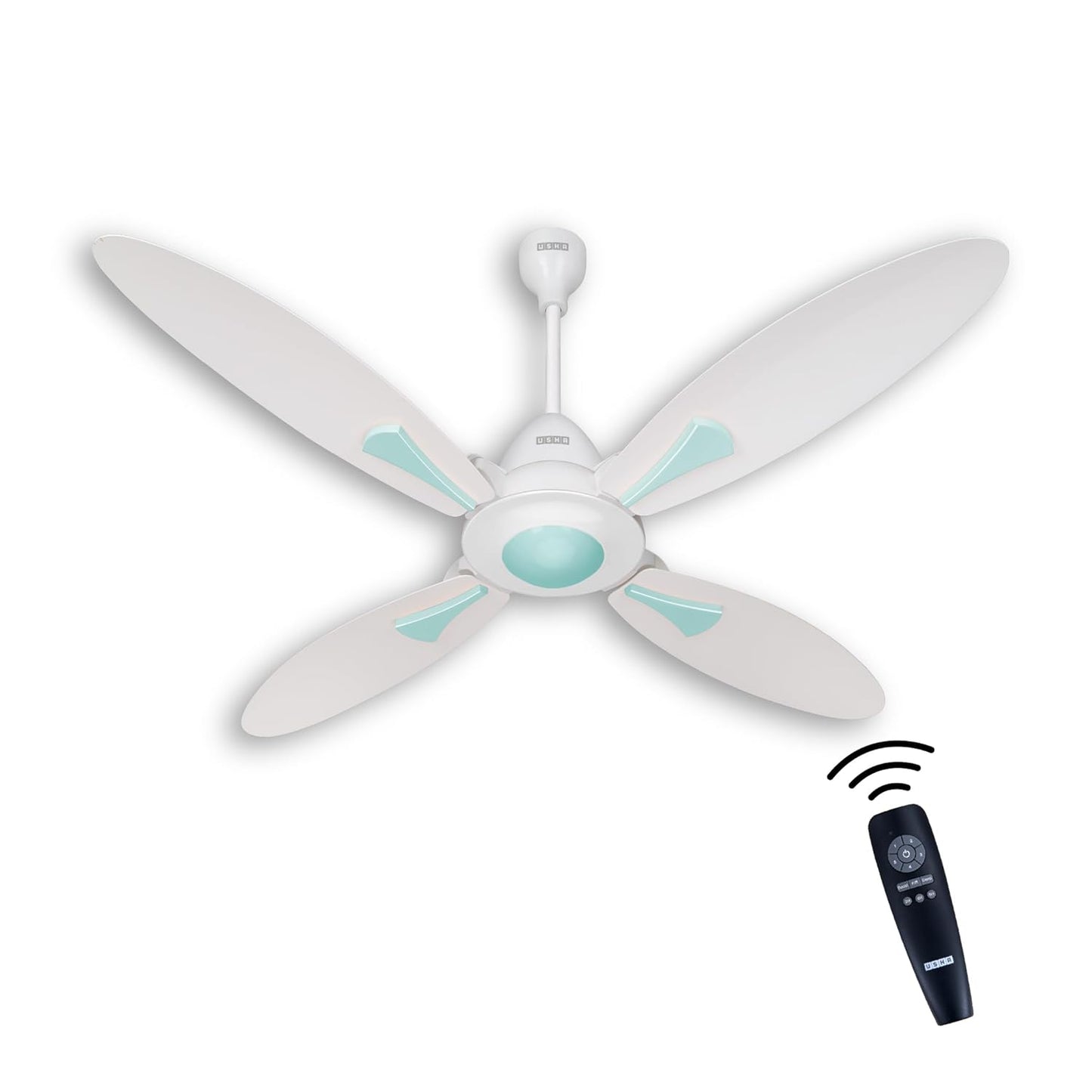 USHA New Bloom Series Dahlia (Inspired by Dahlia) 4-Blade BLDC Ceiling Fan with Bi-Directional Feature | Sleep/Boost/Timer Modes | RF Remote | Dust-Resistant | Whisper-Quiet (White & Light Green)