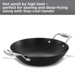 Hawkins Futura Ironman Slim Cast Iron 2.5 Litre Kadhai with Glass Lid | Lightweight, Durable & Even-Heating Deep-Fry Pan | Kadai Ideal for curries, Frying, Gravies, Snacks | Black (IMK25G)