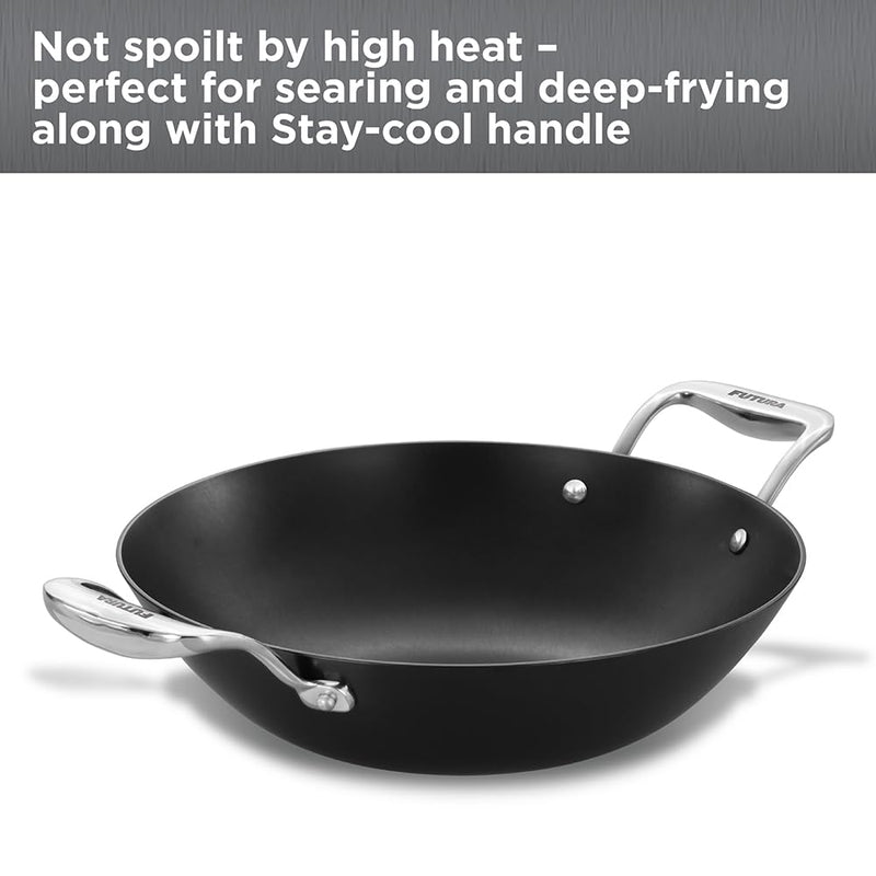 Hawkins Futura Ironman Slim Cast Iron 2.5 Litre Kadhai with Glass Lid | Lightweight, Durable & Even-Heating Deep-Fry Pan | Kadai Ideal for curries, Frying, Gravies, Snacks | Black (IMK25G)