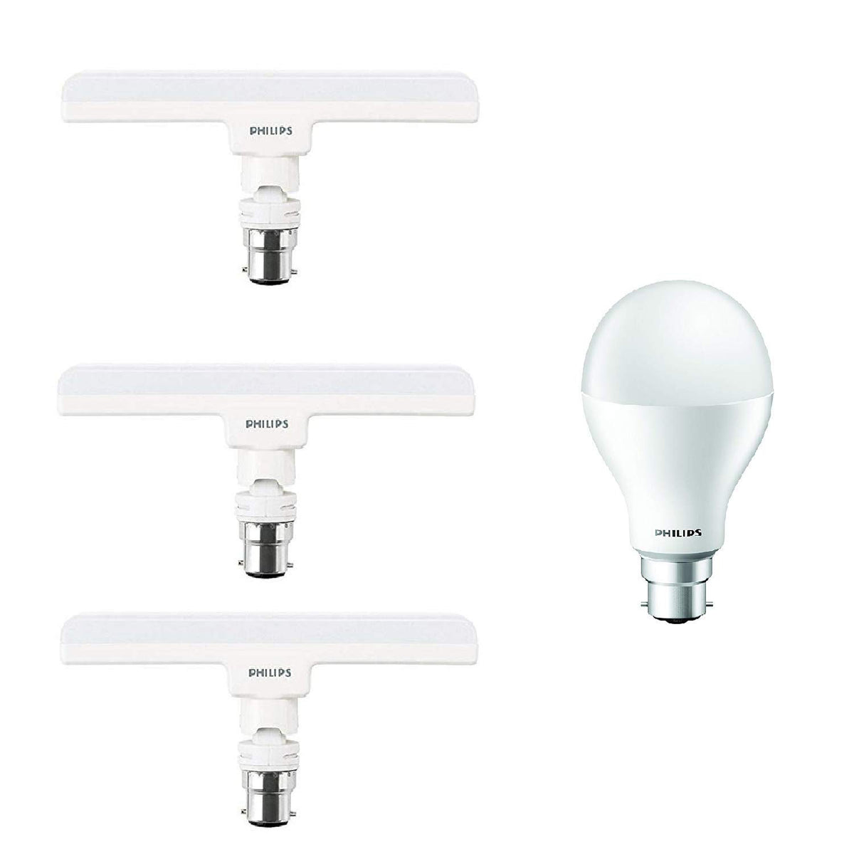 Philips T-Bulb 10-Watt LED Lamp, 8.5-Watt Standard B22 LED Bulb (4 Pieces, Cool Day White) (Pack of 4)