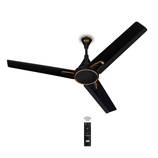 KUHL Prima A1 1200 mm BLDC 65% Power Saving BLDC Ceiling Fan With Remote | BEE 5 Star Rated & ISI Marked | High Air Flow | 5 Year Brand Warranty | Black