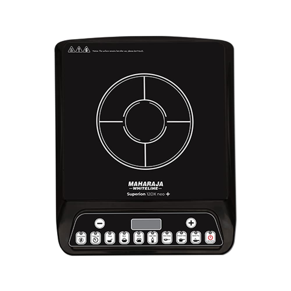 Maharaja Whiteline Superion 12DX Neo Plus Induction Stove with Pan Sensor Technology with 7 Preset Indian Menus - Black, 1200W