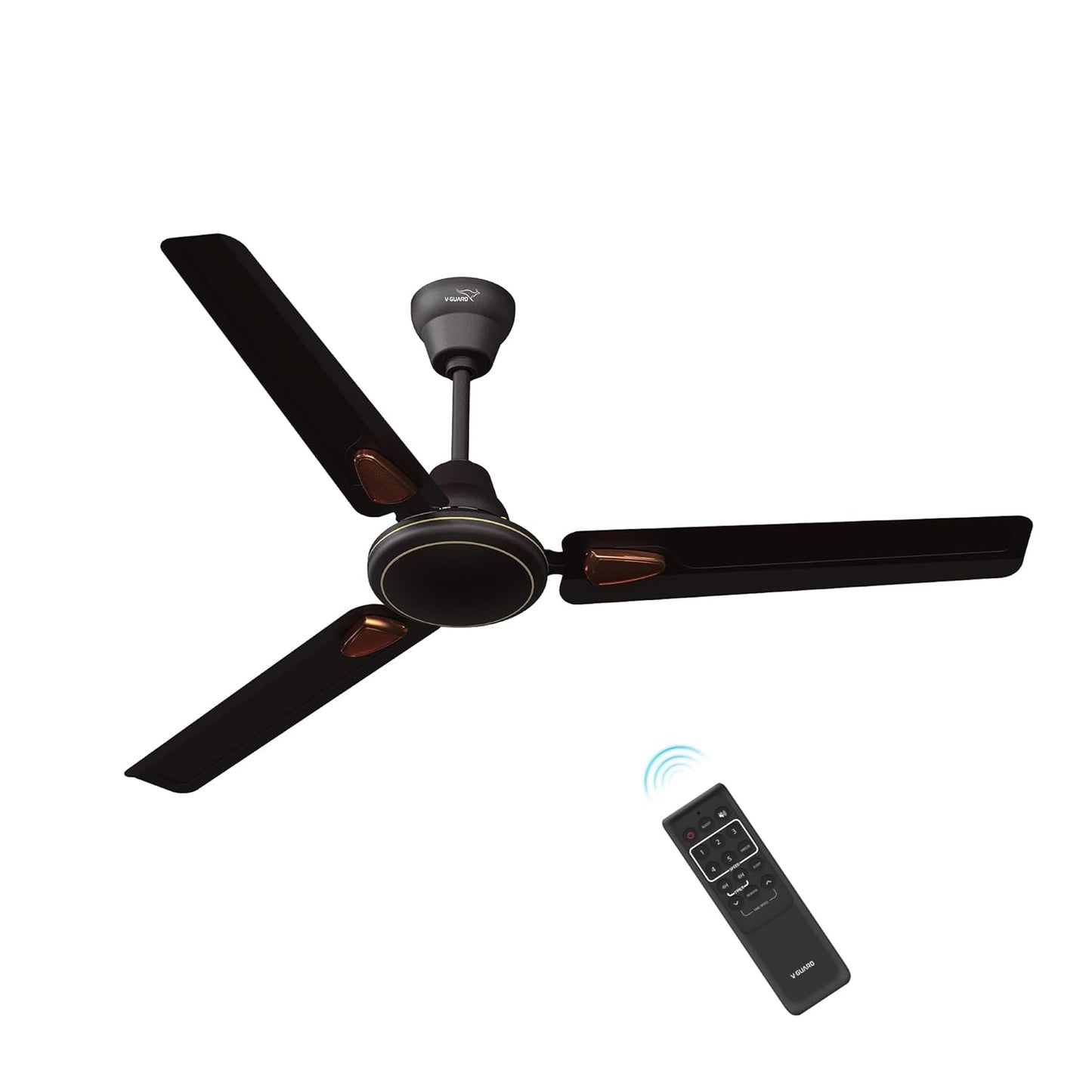 V-Guard Windle Deco BLDC Ceiling Fan for Home | BEE 5 Star Rating | Remote Control | 380 RPM | 1.2 meters | 2-Year Coverage | Matte Brown