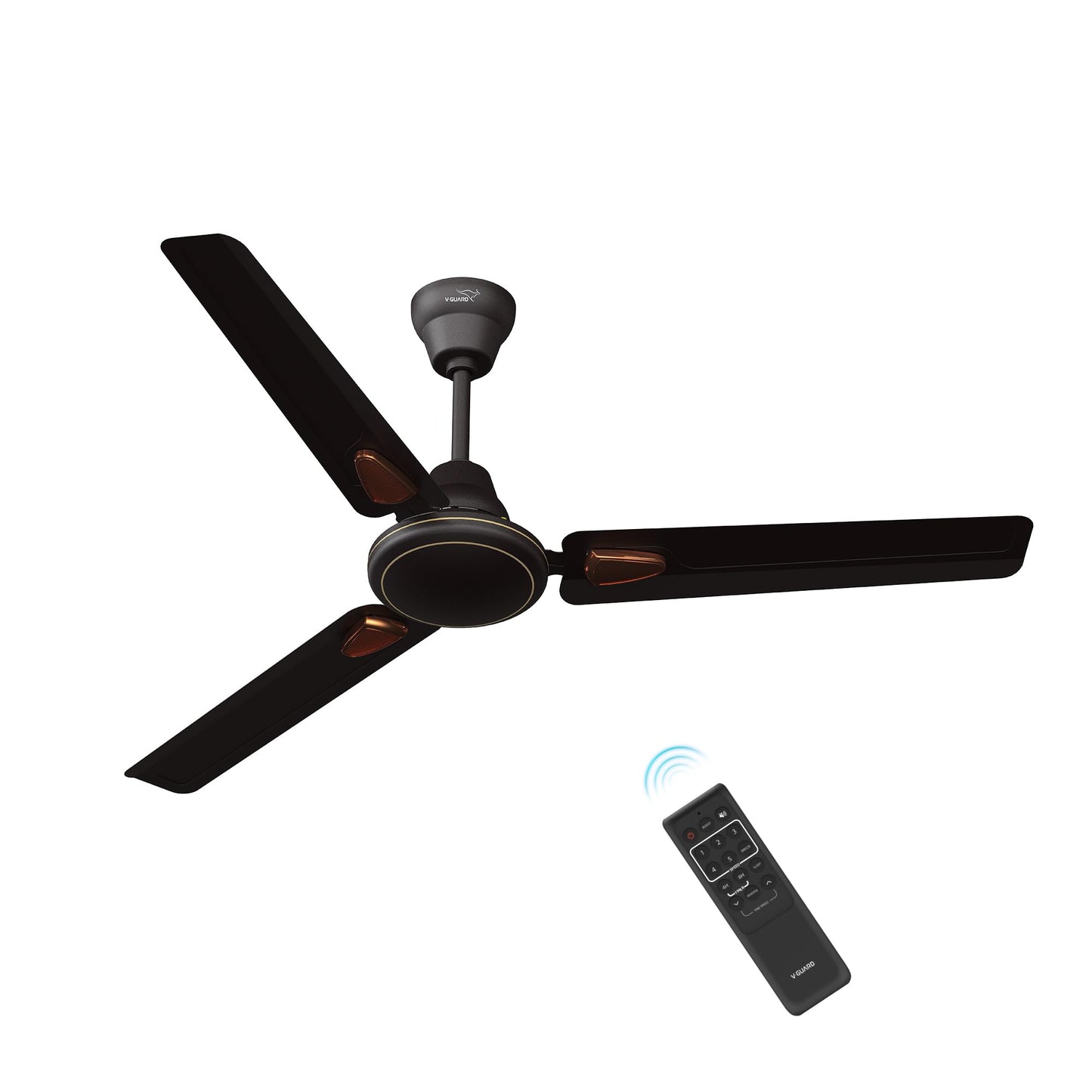 V-Guard Windle Deco BLDC Ceiling Fan for Home | BEE 5 Star Rating | Remote Control | 380 RPM | 1.2 meters | 2-Year Coverage | Admiral Blue