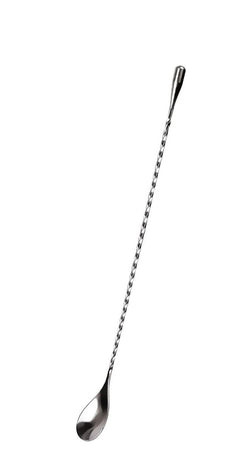 Dynore Stainless Steel Teardrop Twisted Bar Spoon with Black PVC Muddler,Tenderizer Head for Cocktails and Mocktails- Set of 2