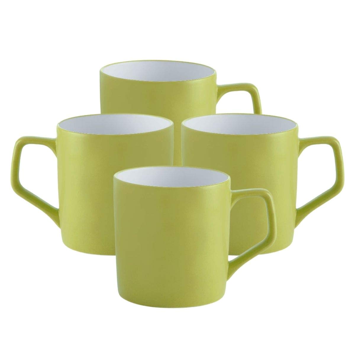 Clay Craft Fine Ceramic Yellow Solid Coffee/Tea Mugs Set of 4 - 200 ml each