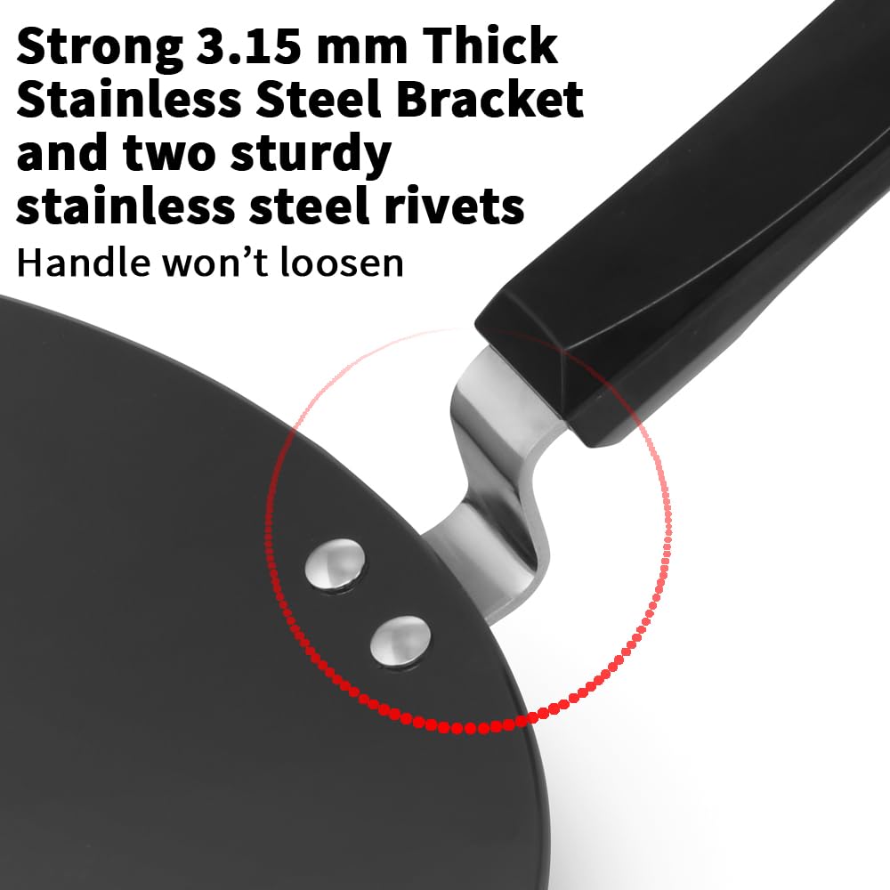 Hawkins Futura 30 cm Tava, Hard Anodised Tawa with Plastic Handle, Black (AT30P)