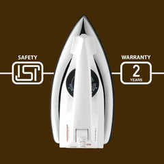 Usha 2802 1000Watt Dry Iron with Metal Body | Single Coat Black Non Stick Soleplate for longer durability | Thermal Safety Fuse | 180° Swivel Cord | 2 Years Warranty | (White)