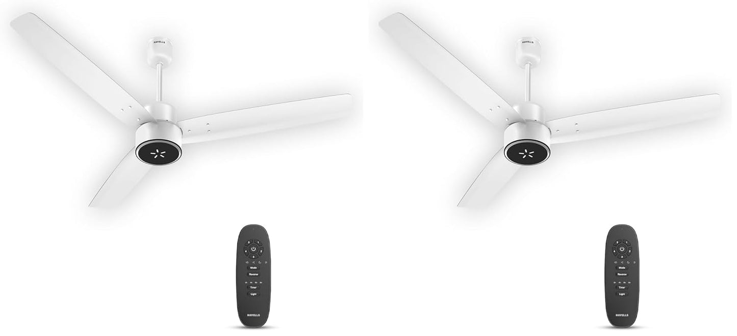 Havells FAB BLDC ULED Ceiling Fan 1200mm, 5 star, LED Speed Indicator, 380 RPM, Up to 65% Savings, Reverse Rotation,4 Speed Modes, Low Wattage 30W, Low Noise, Air Flow:225 CMM, 3 Year Warranty, White