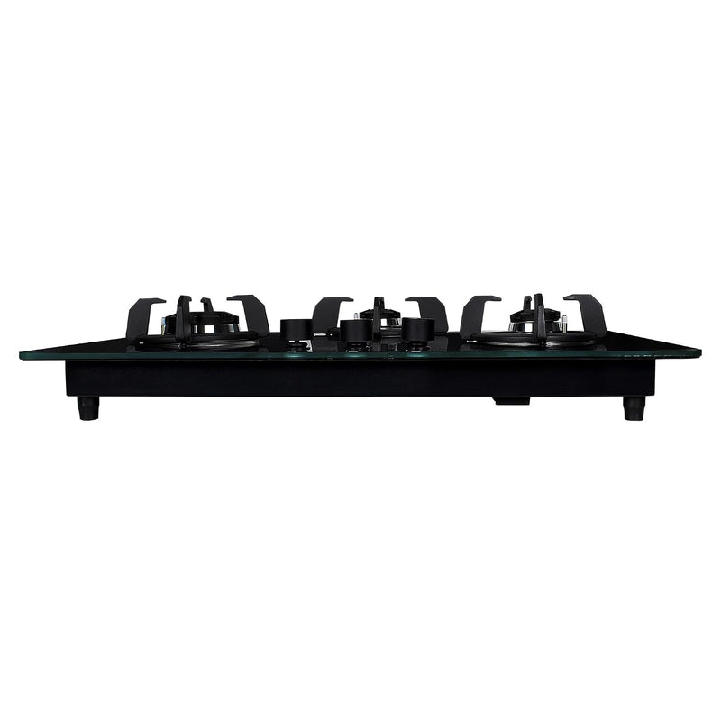Faber Hob/Hobtop 3 Brass Burner Auto Electric Ignition Glass Top (Maxus HT783 CRS BR CI AI) Black