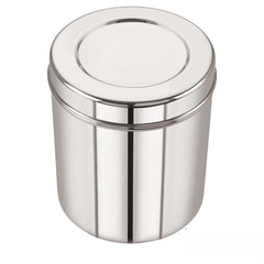 Chamunda Metal Stainless Steel Vertical Storage Canisters - SR Dabba for Kitchen Storage, Container for Grains, Sugar, Rice, Flour | Multipurpose Airtight Container (Silver) (350ML)