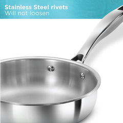 Hawkins Pro 18 cm Frying Pan, Triply Stainless Steel Fry Pan with Stainless Steel Handle and Stainless Steel Lid, Silver (PSF18S)