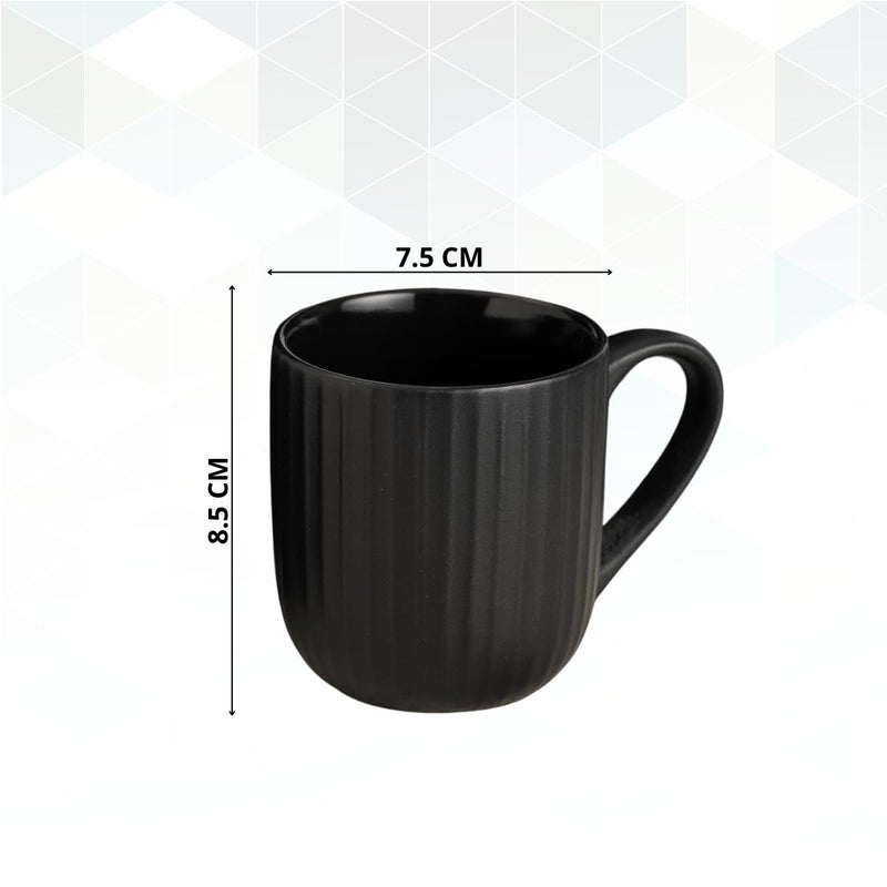 Clay Craft Fine Ceramic Linea Black Cups & Saucer, Set of 12, Cups for Tea & Coffee, Gift Set, Elegant Design for Home and Kitchen and Can Be Gifted to Your Loved Ones On Any Occassions