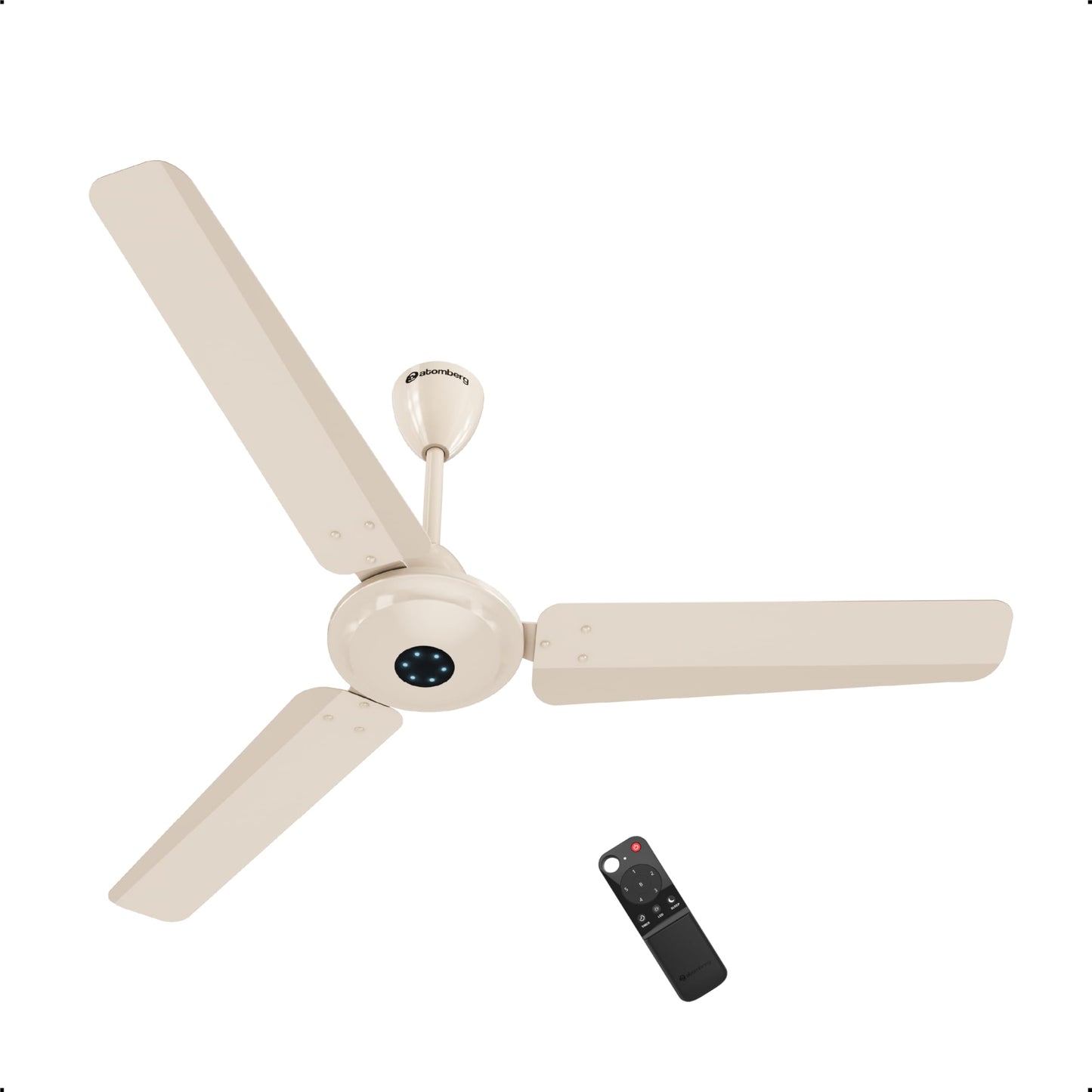 atomberg Ikano 1200mm BLDC Ceiling Fan with Remote | BEE 5 star | High Air Delivery | LED Speed Indicator | Low Noise | Timeless Design with Power Saving | 3 Year Warranty | (Pebble Grey)