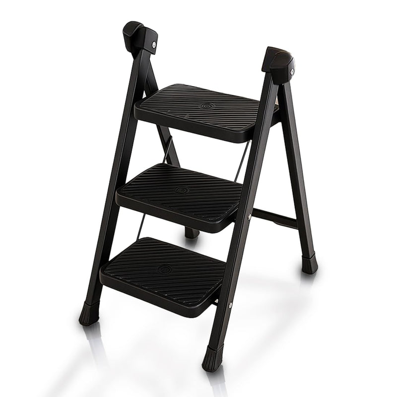 HOUZA Steel Ladder for Home 6 Steps Foldable with Anti-Skid Wide Steps (30cm x 20cm) | 6 Step Ladder for Home Use with D-Shape Rods | Secure Lock | 150 Kg Capacity Folding Ladder | 5 Year Warranty