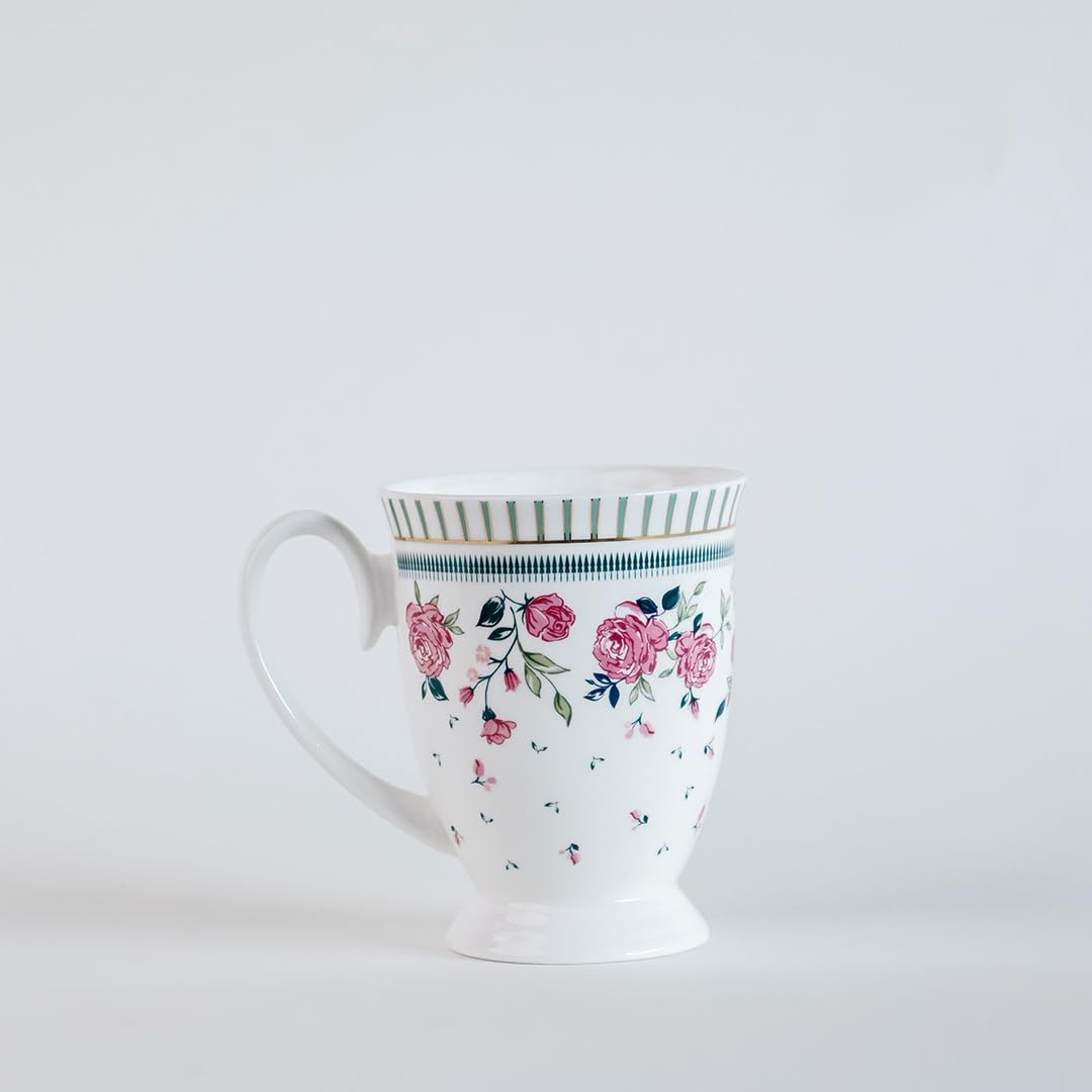Magique by The Wishing Chair x ClayCraft : Portrait of a Rose Ceramic Coffee Mug – 300 ml | Handcrafted Floral Design Cup | Elegant Lightweight Tea Mug | Dishwasher Safe | Ideal Gift for Loved Ones
