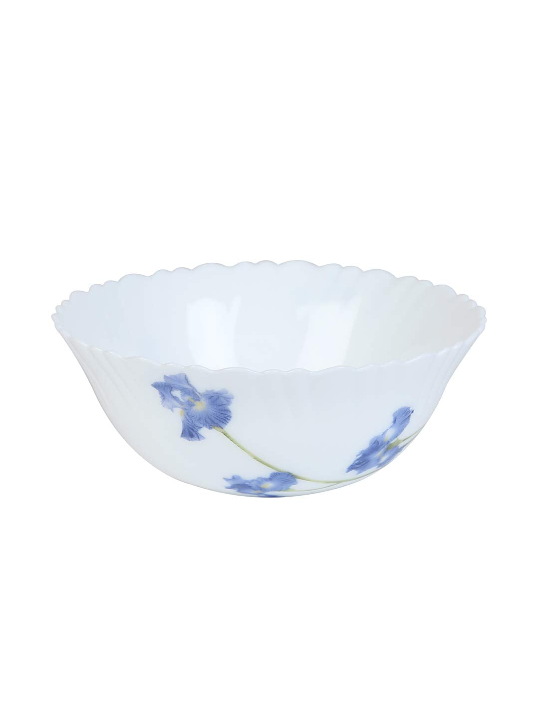La Opala Novo Collection Opal Glass Crockery | for Family of 6 | Dinner Set 35 pcs Blue Orchids | Plates & Bowls for Dining | Microwave Safe | 100% Vegetarian | Extra Strong | Light & White