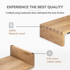 Solid Sheesham Wood Rectangle Monitor Stand Table for Office, Home, Studio, Study - Ergonomic Screen Riser