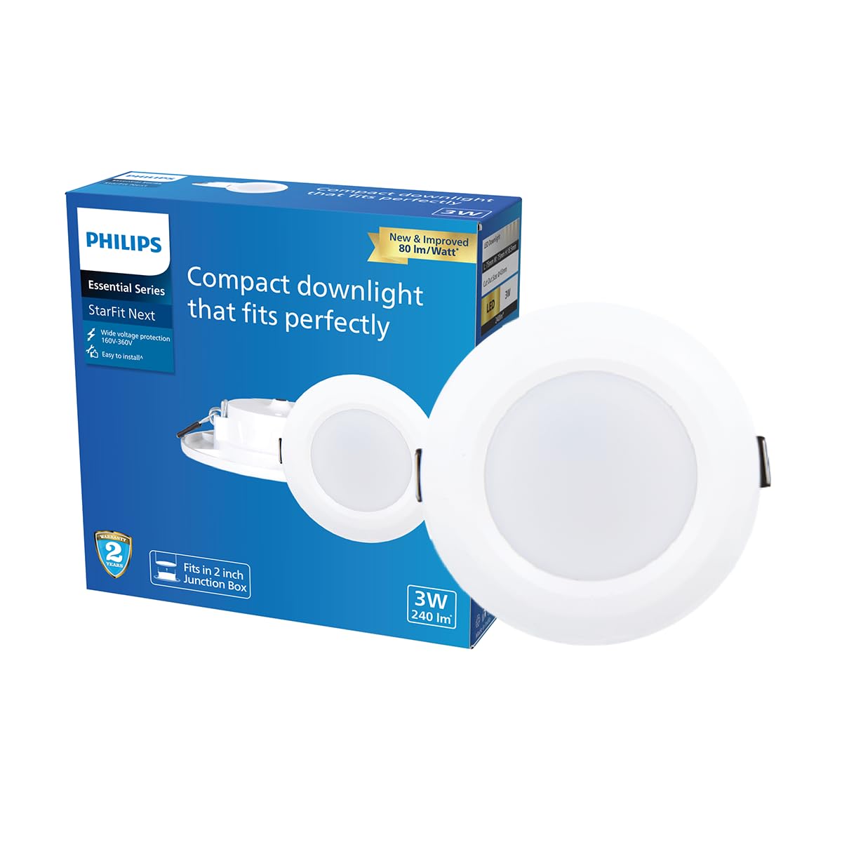 Philips 3 Watt Starfit 2 inch Concealed JB Ceiling Light