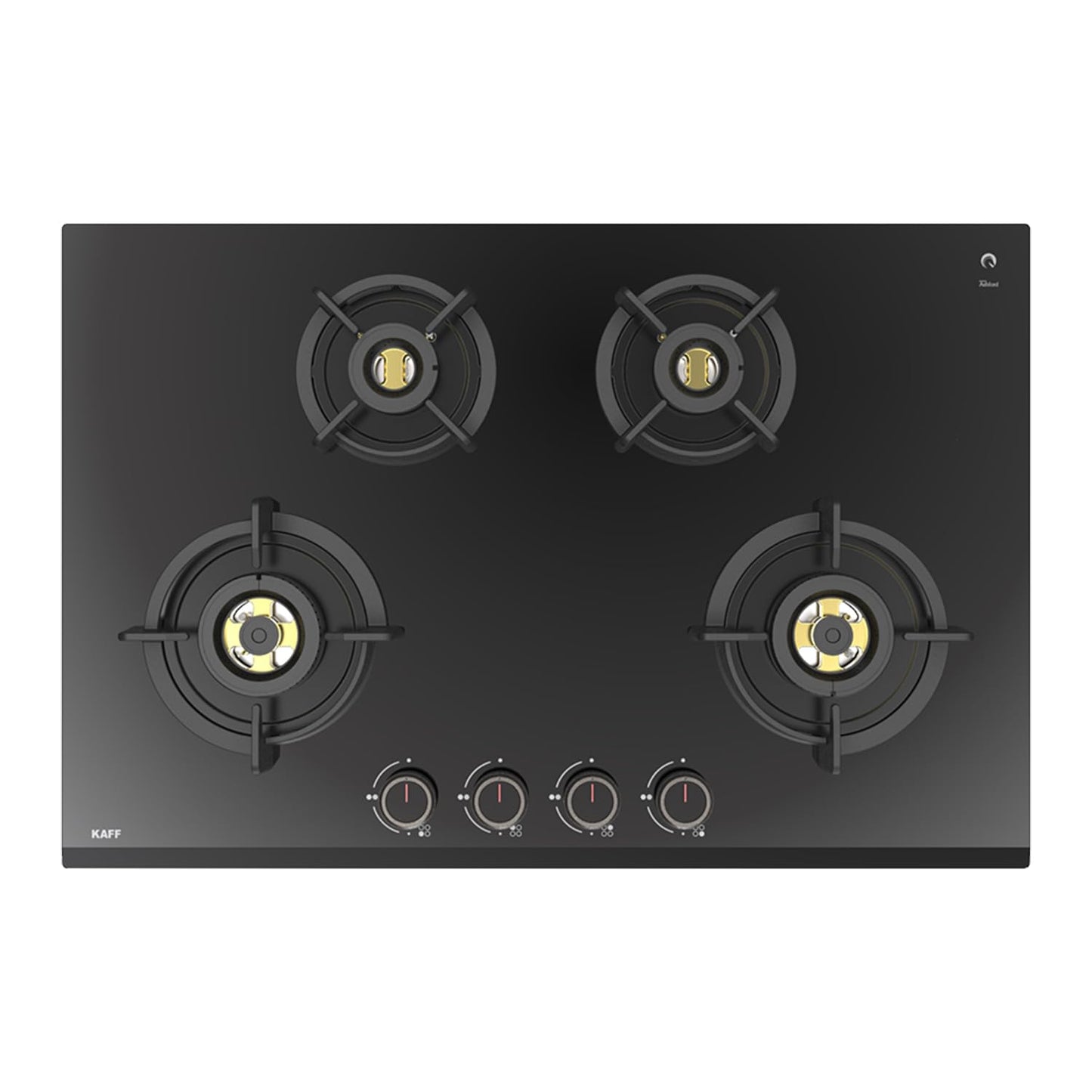 KAFF ASHFORD Built-in Hob/Hobtop 4 Burners | Auto Electric Ignition Glass Top, 78 CM | Full Brass Burners with all Flame Failure Device | 8 MM Thick Tempered Glass Black | ASF784