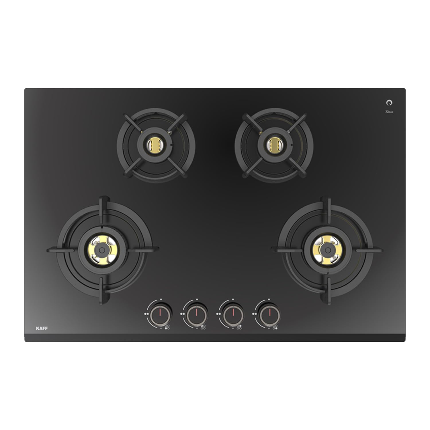 KAFF ASHFORD Built-in Hob/Hobtop 4 Burners | Auto Electric Ignition Glass Top, 78 CM | Full Brass Burners with all Flame Failure Device | 8 MM Thick Tempered Glass Black | ASF784