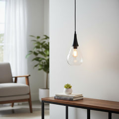 Philips Dewdrop Pendant Light (Matte black finish with lustre smoky black glass, B0GP6RX8WK)