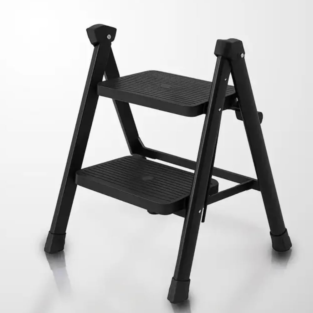 PROHOME Steel Ladder for Home 3 Steps Foldable with Anti-Skid Wide Steps (30cm x 20cm) | 3 Step Ladder for Home Use with D-Shape Rods | Secure Lock | 170 Kg Capacity Folding Ladder | 5 Year Warranty