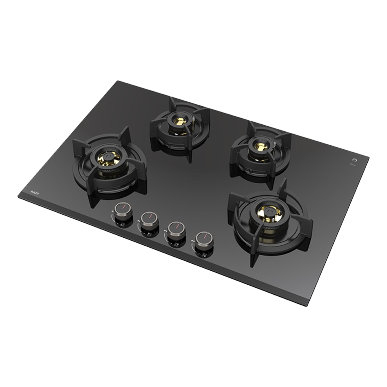 KAFF ASHFORD Built-in Hob/Hobtop 4 Burners | Auto Electric Ignition Glass Top, 78 CM | Full Brass Burners with all Flame Failure Device | 8 MM Thick Tempered Glass Black | ASF784