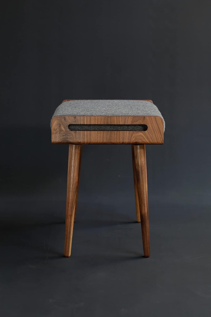 Sheesham Wood Ottoman Stool with Cushion | Compact Wooden Footrest & Seating Stool | Multipurpose for Living Ro