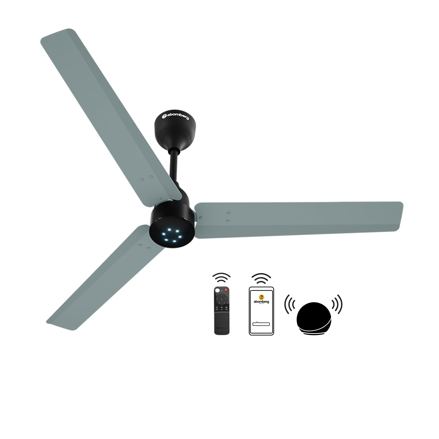 atomberg Renesa Halo Smart Alexa Enabled 1200mm BLDC Ceiling Fan with Remote | BEE 5 star | High Air Delivery | Low noise | LED Speed Indicator | Sleek Design | | 3 Year Warranty| Midnight Black