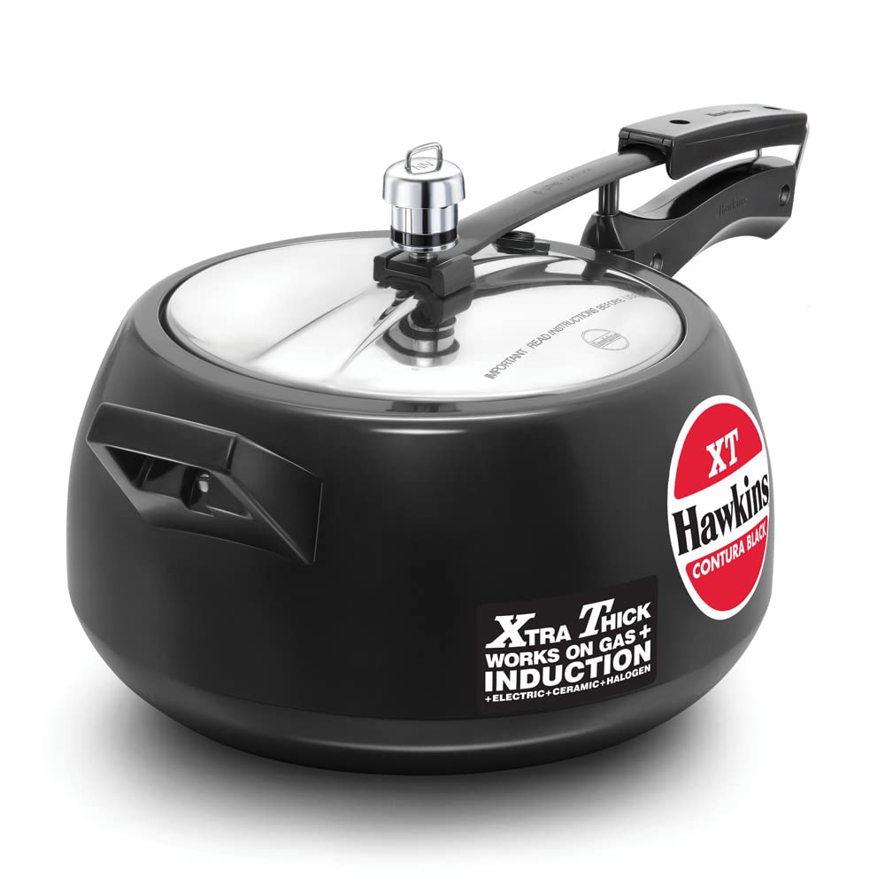 Hawkins Pressure Cooker Contura Hard Anodized Extra Thick Base for Induction, 3.5 L (Black)