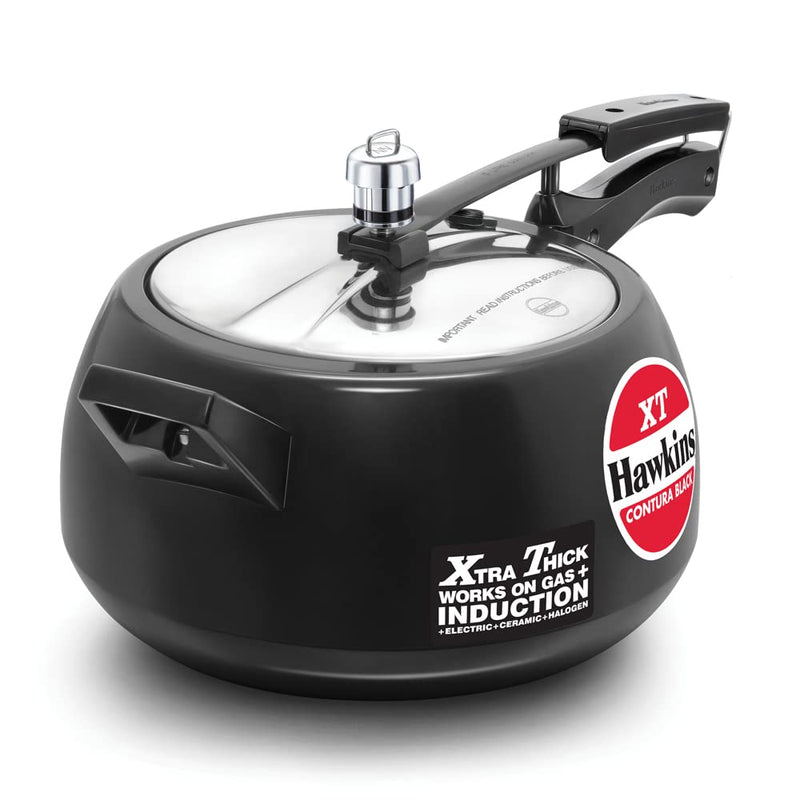 Hawkins Pressure Cooker Contura Hard Anodized Extra Thick Base for Induction, 3.5 L (Black)