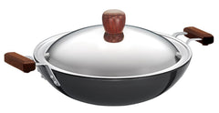 Hawkins Futura 2 Litre Deep Fry Pan, Hard Anodised Kadai with Glass Lid, Flat Bottom Kadhai, Black (AD20G)