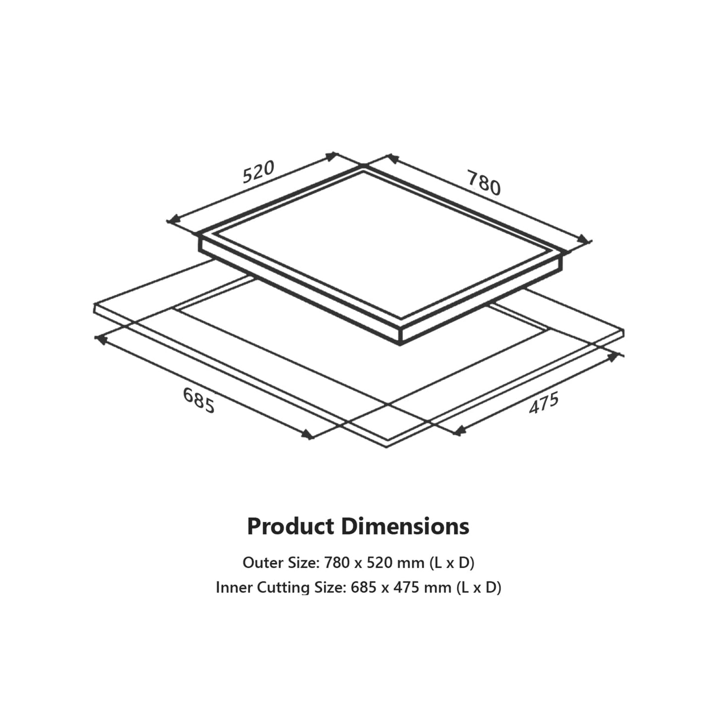 KAFF ASHFORD Built-in Hob/Hobtop 4 Burners | Auto Electric Ignition Glass Top, 78 CM | Full Brass Burners with all Flame Failure Device | 8 MM Thick Tempered Glass Black | ASF784