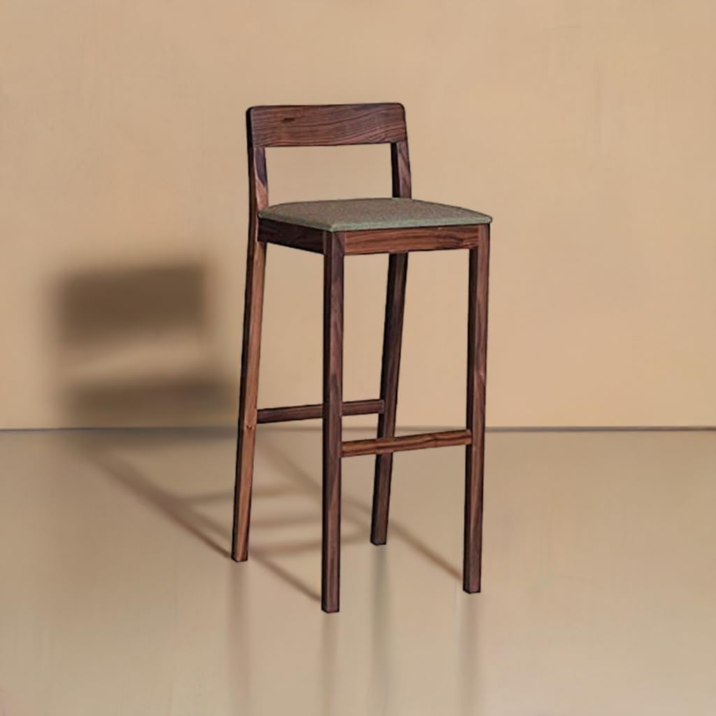 Elegant Sheesham Wood Bar Chair - Durable, Handcrafted, Comfortable Seating with Footrest, Ideal for Home Bar, 